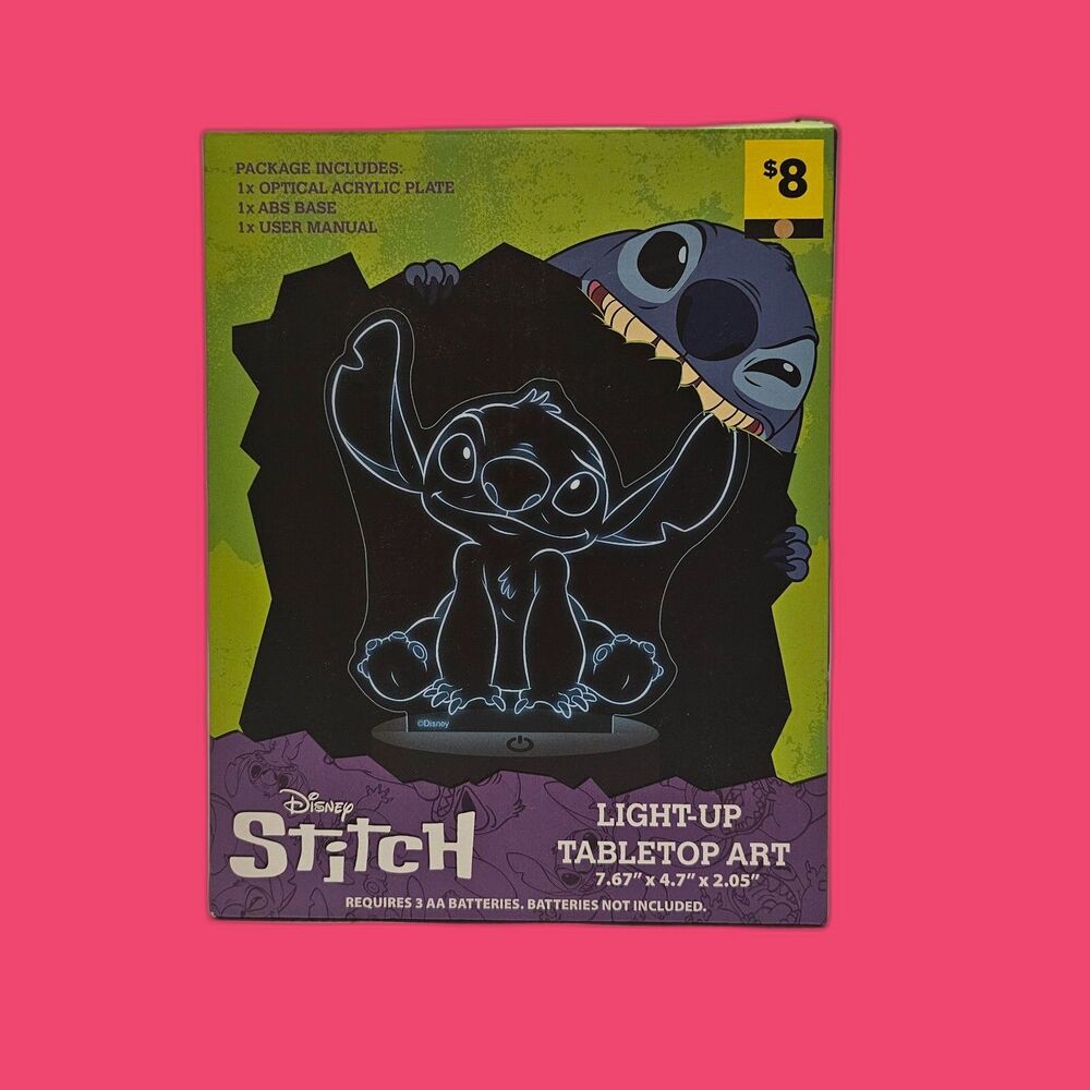 🌟 NEW Disney Stitch Light-Up Tabletop Art – 3D Optical LED Lamp – NIB!